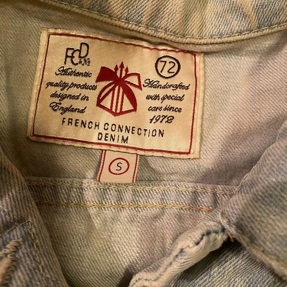 French Connection Size S Denim Trucker Vest Light Wash Western Cowgirl Festival - Picture 4 of 5